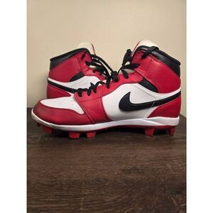 Size 13 Nike Air Jordan 1 Retro Red Black Men's Baseball Cleats AV5354 611